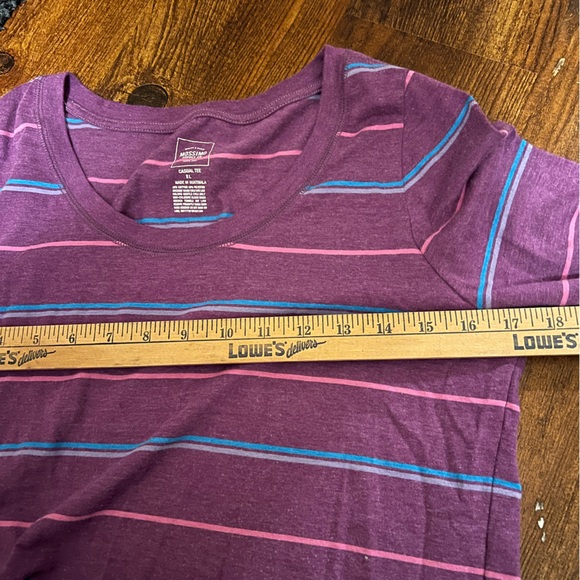 Mossimo Supply Retro Purple Pink Blue Stripe Long Sleeve Tee Size S/M - Picture 10 of 11